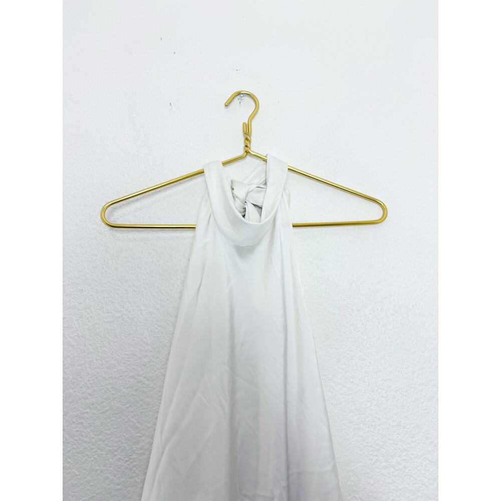Zara White Asymmetric Satin Halter Top Size XXL Open Back 4772/137 Sexy Party - Picture 4 of 14